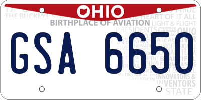 OH license plate GSA6650