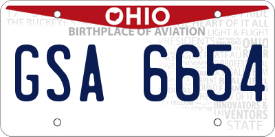 OH license plate GSA6654
