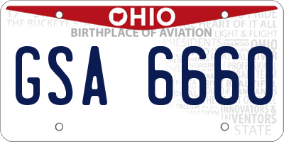 OH license plate GSA6660
