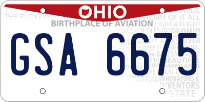 OH license plate GSA6675