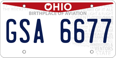 OH license plate GSA6677