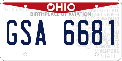 OH license plate GSA6681