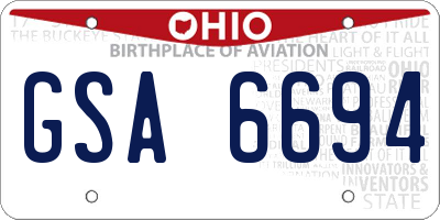 OH license plate GSA6694