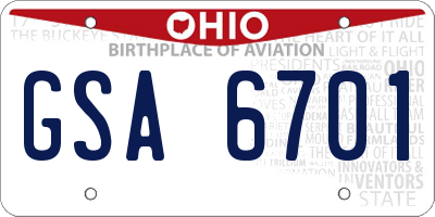 OH license plate GSA6701