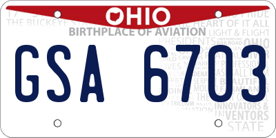 OH license plate GSA6703