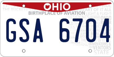 OH license plate GSA6704