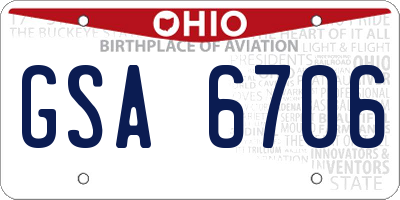 OH license plate GSA6706