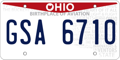OH license plate GSA6710