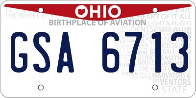 OH license plate GSA6713