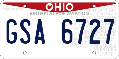 OH license plate GSA6727