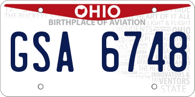 OH license plate GSA6748
