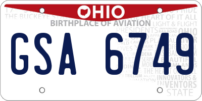 OH license plate GSA6749
