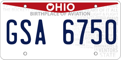 OH license plate GSA6750