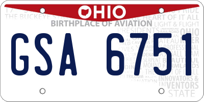 OH license plate GSA6751
