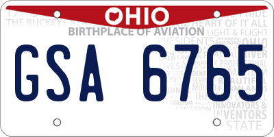 OH license plate GSA6765