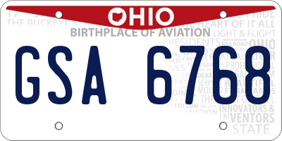 OH license plate GSA6768