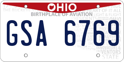 OH license plate GSA6769