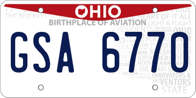OH license plate GSA6770