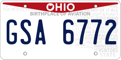 OH license plate GSA6772