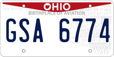 OH license plate GSA6774