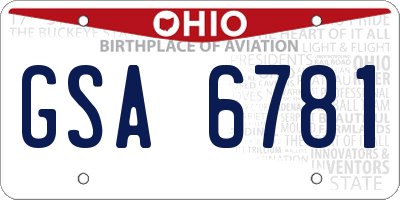 OH license plate GSA6781