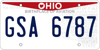 OH license plate GSA6787