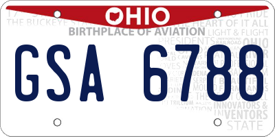 OH license plate GSA6788