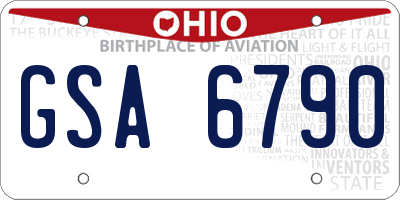 OH license plate GSA6790
