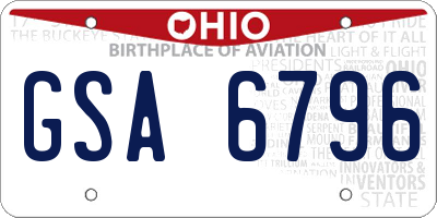 OH license plate GSA6796