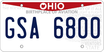 OH license plate GSA6800