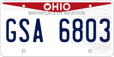 OH license plate GSA6803