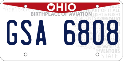 OH license plate GSA6808