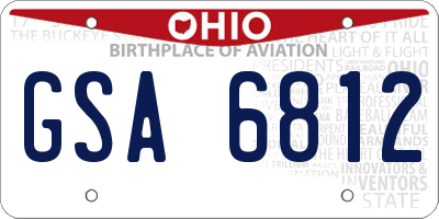 OH license plate GSA6812