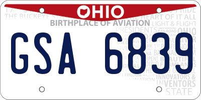 OH license plate GSA6839