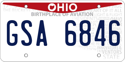 OH license plate GSA6846
