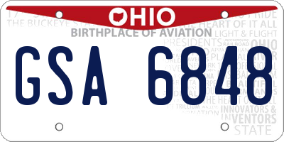 OH license plate GSA6848