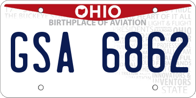 OH license plate GSA6862