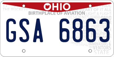 OH license plate GSA6863