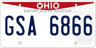 OH license plate GSA6866