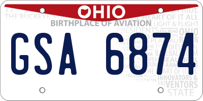 OH license plate GSA6874