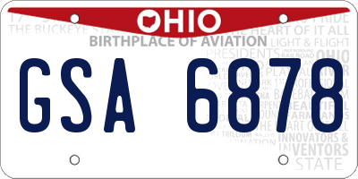 OH license plate GSA6878