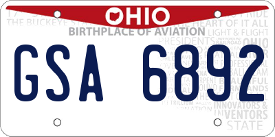 OH license plate GSA6892