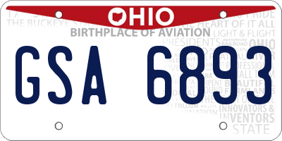OH license plate GSA6893