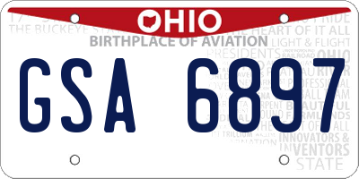 OH license plate GSA6897