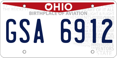 OH license plate GSA6912