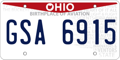 OH license plate GSA6915