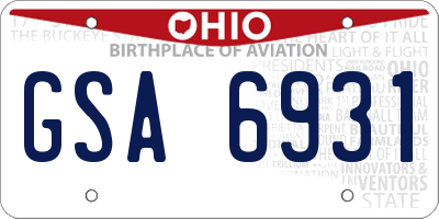 OH license plate GSA6931