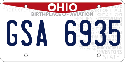 OH license plate GSA6935