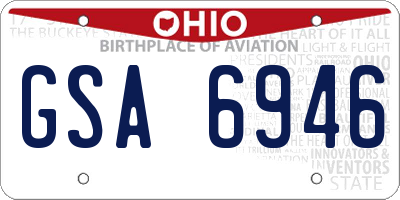 OH license plate GSA6946