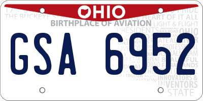OH license plate GSA6952